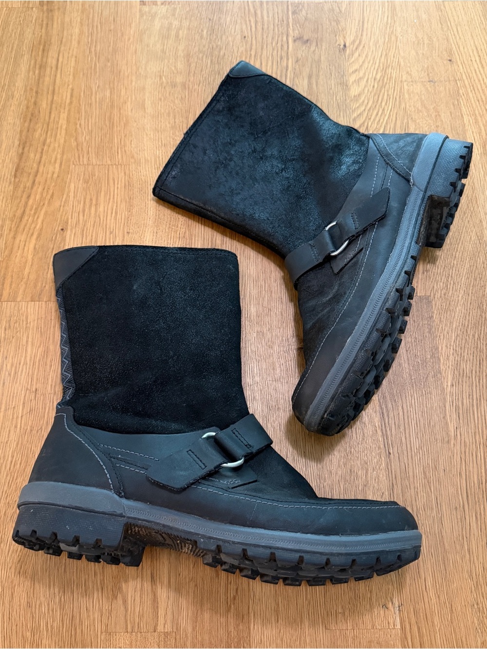 Merrell 10 Black Leather Emery Buckle Mid Calf Moto Boots Style J42446 - Picture 3 of 10